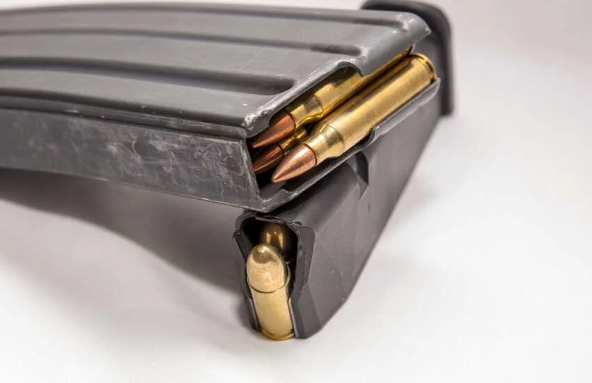 AR-15 rifle magazine loaded with .223 rounds at Twin Cities Gun & Pawn