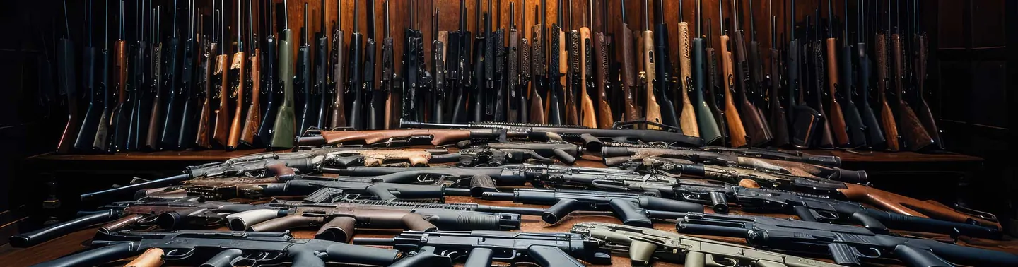 Firearms laid out on a table — unregistered firearms Minnesota guide
